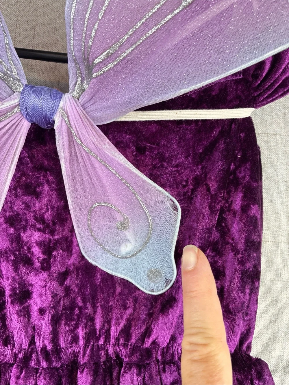 Teetot Purple Crushed Velvet Girls Halloween Costume Fairy Wings Tiara Pink Rose